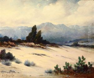 Desert Landscape With Blooming Cacti