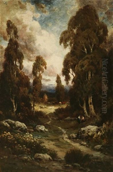 Figures And Cows In Wooded Landscape - view 1