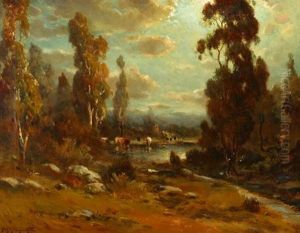 Moon's Radiance - Cattle Watering In Moonlit Landscape