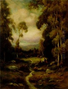 Women By A Stream In A Forest Clearing