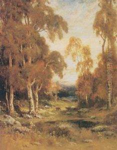 Cattle Near A Pool In The Woods by Alexis Matthew Podchernikoff
