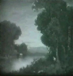 Figure And Cattle Beside A Pond