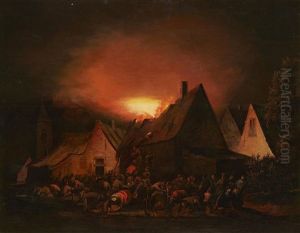 Fire By Night by Adriaen Lievensz van der Poel