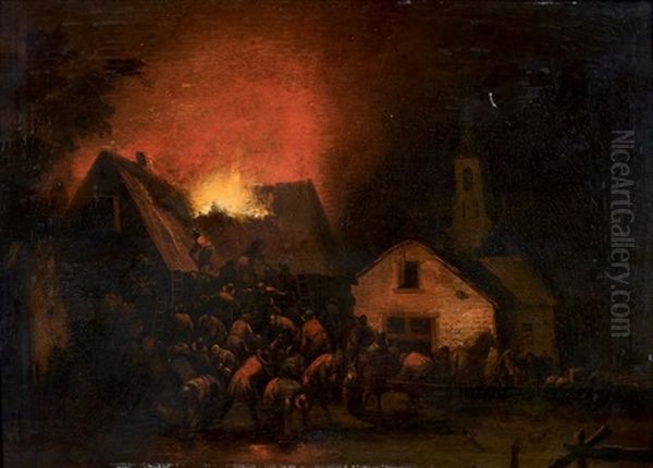 L'incendie D'un Village La Nuit - view 1
