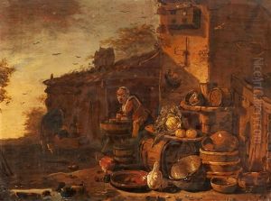 Bauerngehoft by Adriaen Lievensz van der Poel