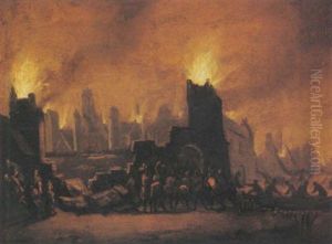 The Burning Of Troy by Adriaen Lievensz van der Poel