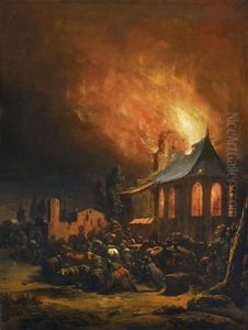 Plundering In A Burning Village by Egbert van der Poel