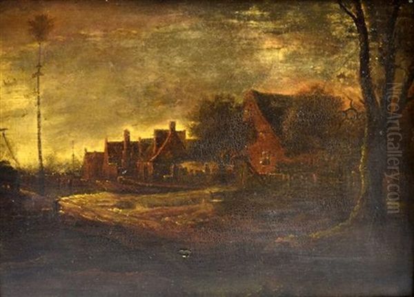 Continental Landscape Scene With Buildings And Trees - view 1