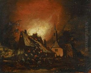 Nachtlicher Brand Im Dorf