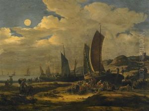 Nachtlicher Fischmarkt An Der Kuste by Egbert van der Poel
