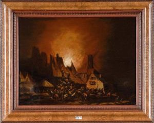Village En Feu En Pleine Nuit