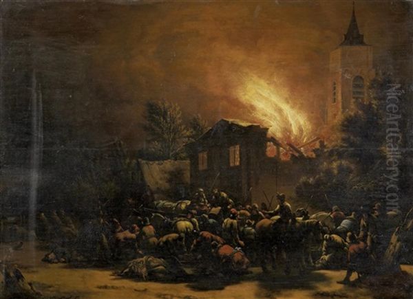 Nachtlicher Dorfbrand - view 1