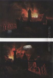 Incendio Notturno Di Una Citta (+ Incendio Notturno Di Una Citta; Pair) by Egbert van der Poel