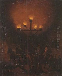 Scene Aux Flambeaux by Egbert van der Poel