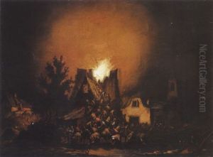 Scene D'incenide En Pleine Nuit Scene D'incenide En Pleine Nuit