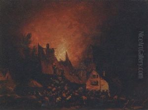 A Village On Fire by Egbert van der Poel