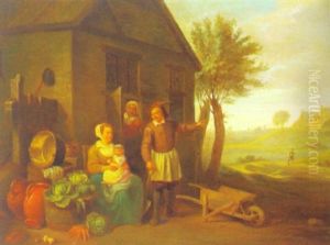 Eine Familie Vor Dem Bauernhaus Eine Familie Vor Dem Bauernhaus