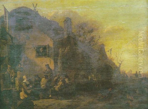 Scene De Taverne Devant Une Auberge - view 1