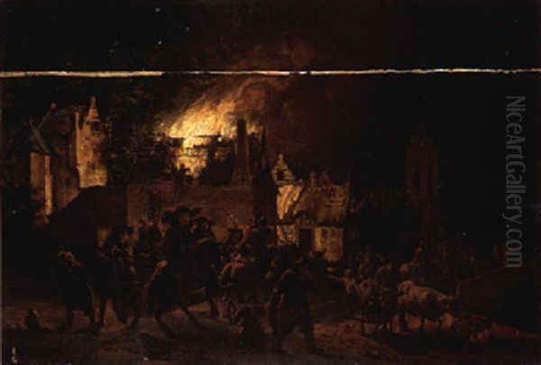 A Night Scene With Soldiers Setting A Village On Fire And Driving Out Its Inhabitants - view 1