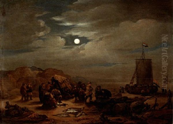 A Beach Scene By Moonlight - view 1