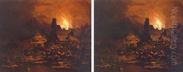 Villages Burning At Night - view 1