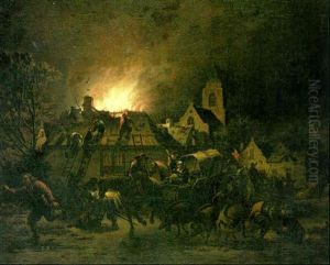Villagers Fleeing Burning Houses
