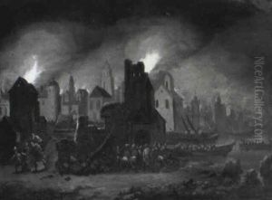The Sacking Of Troy, With Aeneas And His Family Fleeing The Sacking Of Troy, With Aeneas And His Family Fleeing