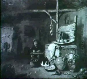 Scheuneniterieur by Egbert van der Poel