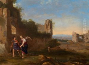 Tobias And The Archangel Raphael by Cornelis Van Poelenburgh