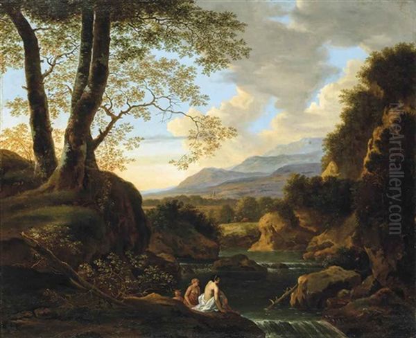 An Italianate Landscape With Women Bathing - view 1
