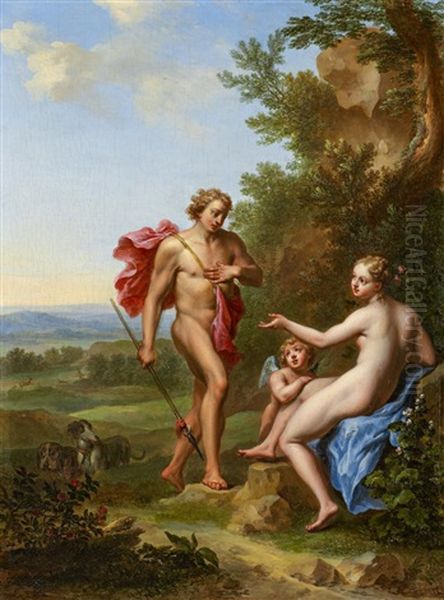 Venus Und Adonis Mit Dem Amorknaben - view 1