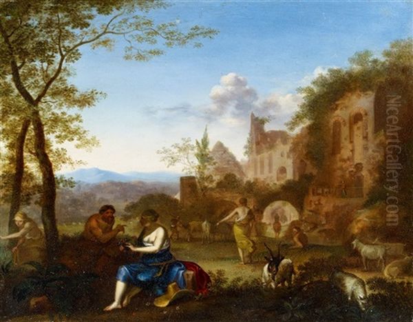 Roman Landscape With The Pyramid Of Cestius, Nymphs And Satyrs - view 1