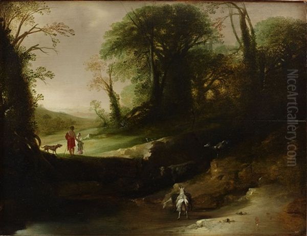 Pastoralt Landskap Med Figurer - view 1
