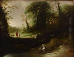 Pastoralt Landskap Med Figurer by Cornelis Van Poelenburgh