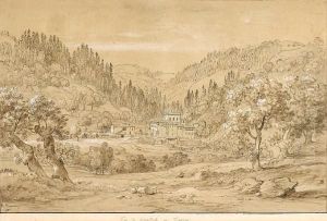 A View Of The Monastery Of Camaldoli Intuscany; A View Of The Benedictine Abbey At Vallombrosa Nearflorence (a Pair) A View Of The Monastery Of Camaldoli Intuscany; A View Of The Benedictine Abbey At Vallombrosa Nearflorence (a Pair)
