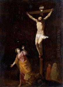 Marie-madeleine Au Pied De La Croix by Cornelis Van Poelenburgh