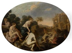 Diane Decouvrant La Grossesse De Callisto by Cornelis Van Poelenburgh