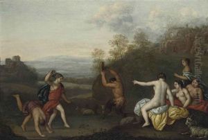 Nymphs And A Satyr Dancing In A Landscape, Ruins Beyond