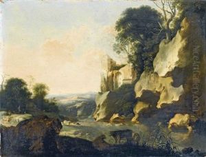 Poelenburgh_cornelis Paesaggio Roccioso Con Figure E Animali by Cornelis Van Poelenburgh