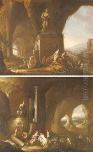 Riposo Di Diana Con Le Ninfee Dopo La Caccia (+ Another; Pair) by Cornelis Van Poelenburgh