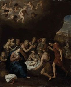 The Adoration Of The Shepherds by Cornelis Van Poelenburgh