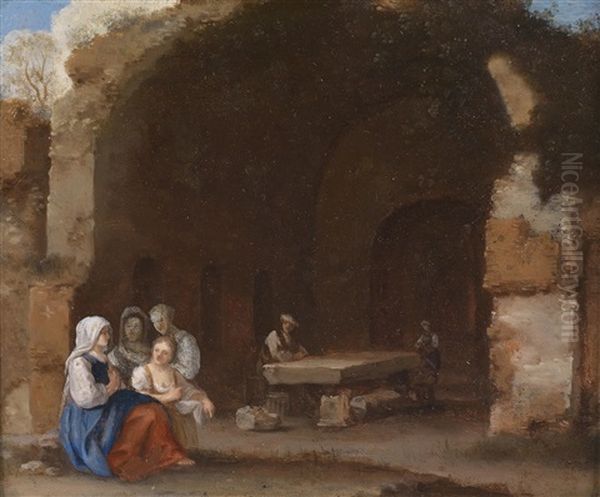 Frauen Vor Romischen Ruinen - view 1