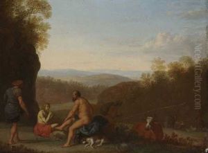 Landschaft Mit Merkur Und Argus by Cornelis Van Poelenburgh