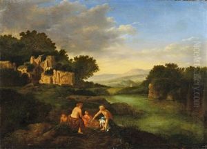 Landschaft Mit Badenden Nymphen by Cornelis Van Poelenburgh
