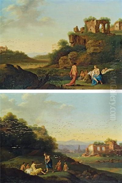 Badende In Sudlicher Landschaft (pair) - view 1