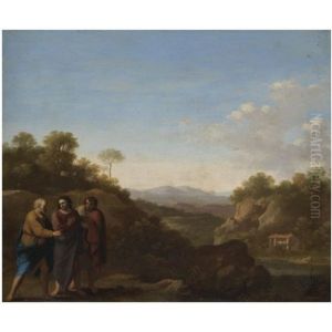Christ On The Road To Emmaus by Cornelis Van Poelenburgh