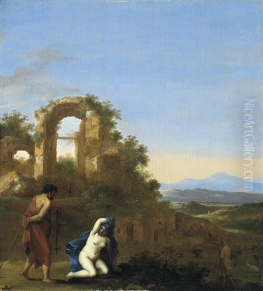 Weite Romische Ruinenlandschaft Mit Hirten - view 1