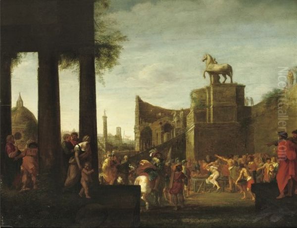 A Capriccio View Of Rome With The Martyrdom Of Saint Lawrence - view 1