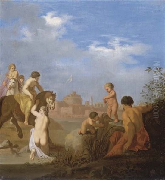Clelie Traversant Le Tibre, Avec Le Chateau Saint-ange Dans Le Fond - view 1