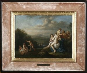 Badene Nymphen In Arkadischer Landschaft by Cornelis Van Poelenburgh